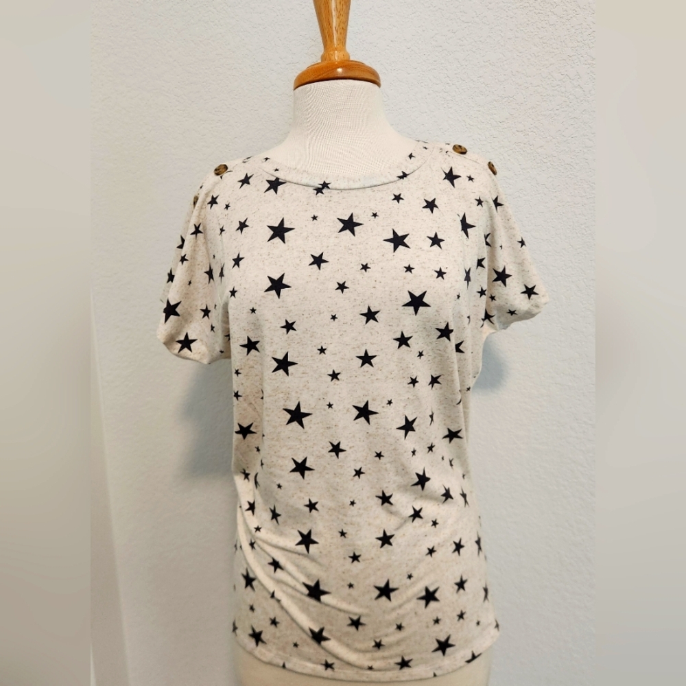 Starry Black and Cream Short Sleeve Tee